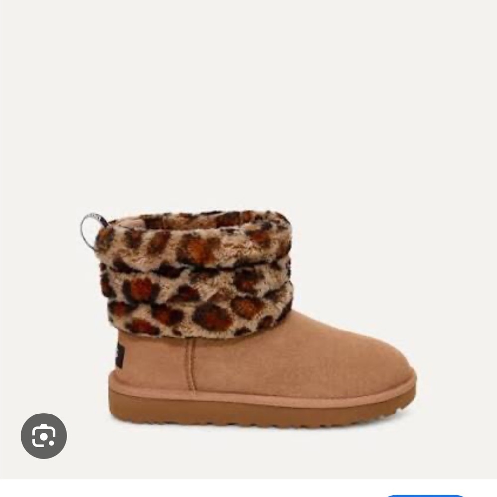 UGG chestnut long  Boots with Leopard Print Cuff